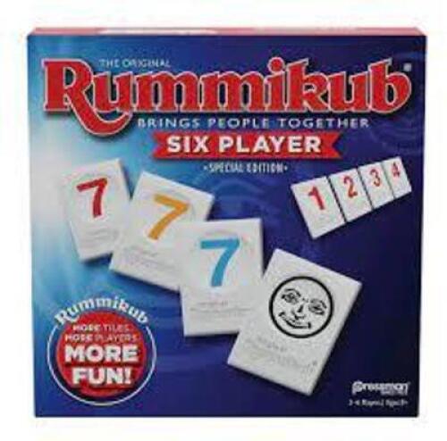 DESCRIPTION: (1) RUMMY TILE GAME BRAND/MODEL: RUMMIKUB INFORMATION: SIX PLAYER RETAIL$: $17.99 EA QTY: 1