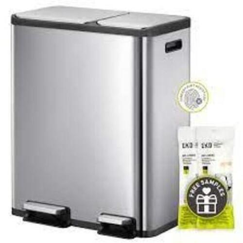 DESCRIPTION: (1) DOUBLE LINER TRASH CAN BRAND/MODEL: EKO ECOCASA INFORMATION: STAINLESS SIZE: 28+18 L RETAIL$: $119.99 EA QTY: 1