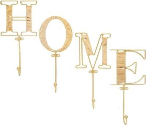 DESCRIPTION: (3) SETS OF HOME COAT HANGERS BRAND/MODEL: OKUNA OUTPOST INFORMATION: "H-O-M-E" , 4 HOOKS SIZE: THREAD WRAPPED RETAIL$: $29.23 PER SET QT