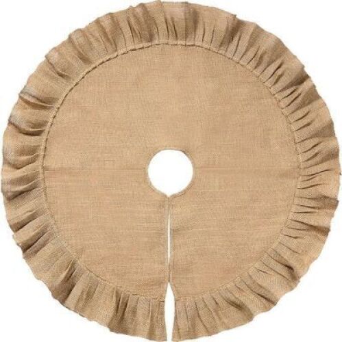 DESCRIPTION: (4) TREE SKIRTS BRAND/MODEL: BURLAP INFORMATION: RED AND BROWN BURLAP RETAIL$: $17.99 EA QTY: 4