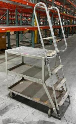 3-TIER METAL CART WITH STEP LADDER ATTACHMENT