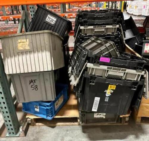 PALLET OF STACKABLE STORAGE TOTES