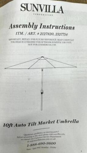 TAN AUTO TILT PATIO UMBRELLA