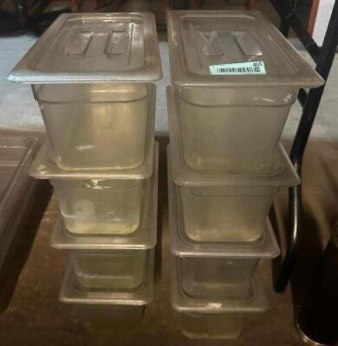 (8) 1/3 SIZE PLASTIC INSERTS W/ LIDS
