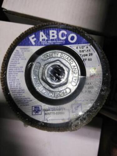 DESCRIPTION: (2) BOXES OF (10)&nbsp;HIGH DENSITY GRINDING WHEELSBRAND/MODEL: FABCOINFORMATION: ZF 60SIZE: 4-1/2" X 5/8"-11QTY: 2