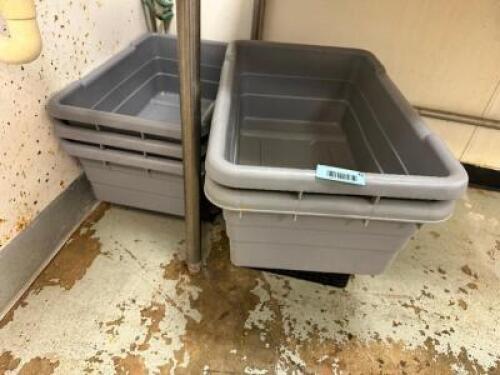 (5) GREY PLASTIC MEAT ROOM LUGS.