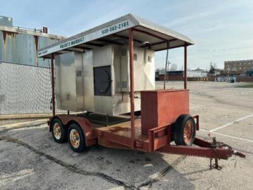 OLE HICKORY EL-ED BBQ SMOKER AND 12' TANDEM AXLE TRAILER.
