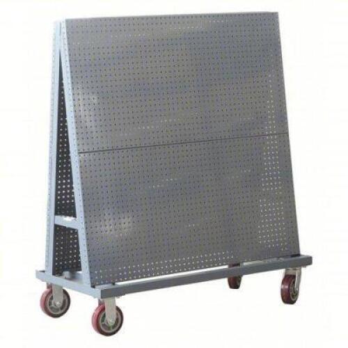 DESCRIPTION: (1) A-FRAME PEGBOARD TRUCK BRAND/MODEL: 19C143A INFORMATION: 1/4" PEG HOLES, 1200LB CAPACITY SIZE: 48" X 24" X 56" RETAIL$: $1,117.97 QTY