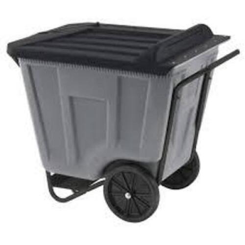 DESCRIPTION: (1) TILT TRUCK WITH LID BRAND/MODEL: AKRO-MILLS INFORMATION: GRAY, PLASTIC SIZE: 90 GAL RETAIL$: $782.99 EA QTY: 1