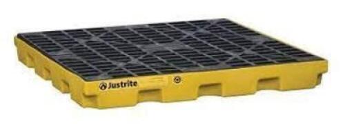 DESCRIPTION: (2) DOUBLE RIB GRATE BRAND/MODEL: JUSTRITE #28258 INFORMATION: BLACK SIZE: FITS 2 55 GAL DRUM ON EACH GRATE, NO YELLOW BASE INCLUDED RETA