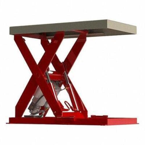 DESCRIPTION: (1) STATIONARY SCISSOR LIFT TABLE BRAND/MODEL: SOUTHWORTH INFORMATION: RED AND GRAY SIZE: 1100 LB CAPACITY RETAIL$: $6533.99 EA QTY: 1