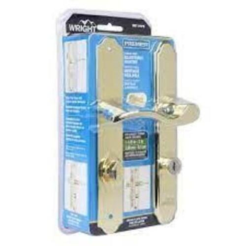 DESCRIPTION: (1) LEVER HANDLE DOOR KNOB BRAND/MODEL: WRIGHT #VMT115PB INFORMATION: POLISHED BRASS RETAIL$: $72.02 EA QTY: 1