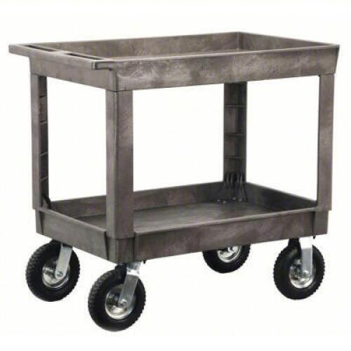 DESCRIPTION: (1) UTILITY CART WITH DEEP LIPPED PLASTICBRAND/MODEL: PRODUCT NUMBER #2523WWGINFORMATION: PLASTICSIZE: GRAY,&nbsp;40 in x 25-1/2 in x 33 inRETAIL$: $379.98 EAQTY: 1