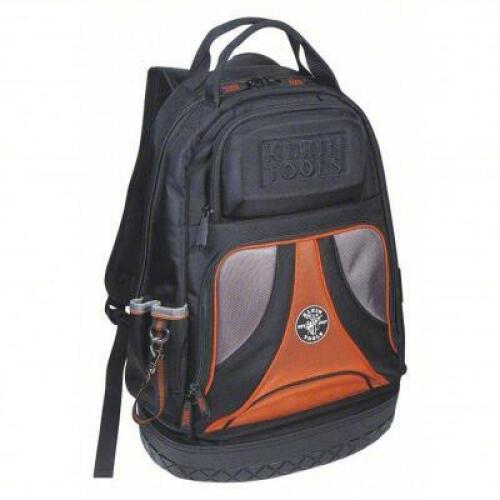 DESCRIPTION: (1) BACKPACK STORAGE TOOL BAG BRAND/MODEL: KLEIN TOOLS INFORMATION: BLACK WITH ORANGE SIZE: 39 POCKETS RETAIL$: $145.38 EA QTY: 1
