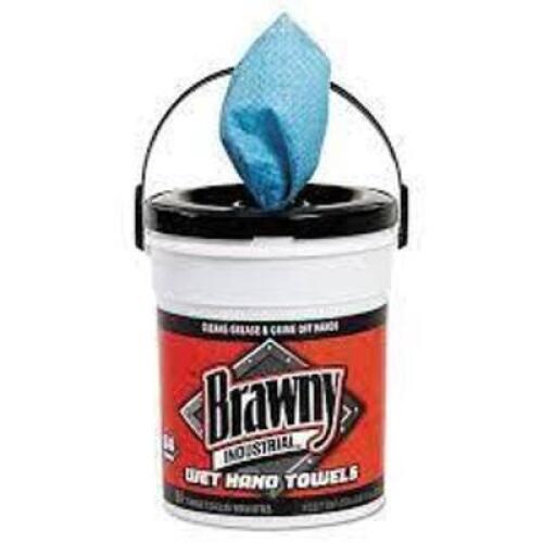 DESCRIPTION: (3) TUBS OF HAND CLEANING WET TOWELS BRAND/MODEL: BRAWNY INFORMATION: BLUE TOWELS RETAIL$: $70.00 TOTAL QTY: 3