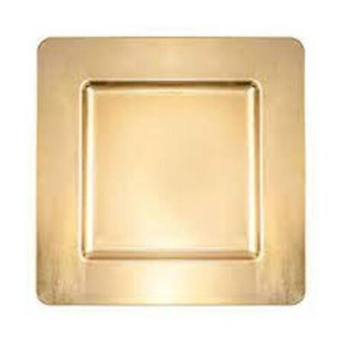 DESCRIPTION: (2) PACKS OF (6) ELEGANT PLATES W/NAPKIN RINGINFORMATION: SQUARE, GOLDRETAIL$: $81.25 EAQTY: 2