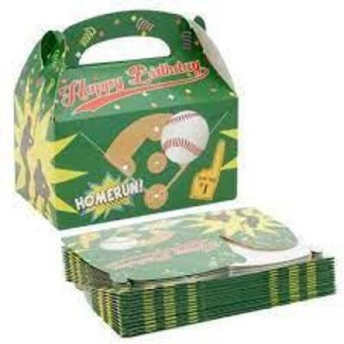 DESCRIPTION: (4) CARDBOARD HAPPY BIRTHDAY BOXES BRAND/MODEL: BLUE PANDA INFORMATION: BASEBALL RETAIL$: $16.99 EA QTY: 4