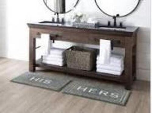 DESCRIPTION: (3) SETS OF HIS AND HERS BATH MATS BRAND/MODEL: MOHAWK INFORMATION: GREY AND DARK GRAY RETAIL$: $30.95 PER SET QTY: 3