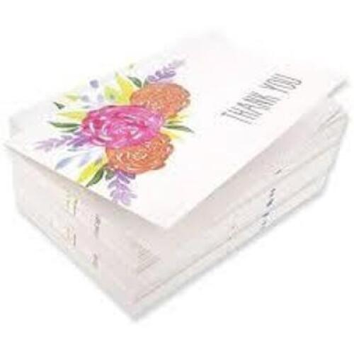 DESCRIPTION: (3) CASES OF (120) THANK YOU GREETING CARDS INFORMATION: WATERCOLOR FLORAL SIZE: ENVELOPES INCLUDED RETAIL$: $9.99 EA QTY: 3
