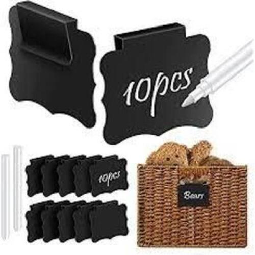 DESCRIPTION: (4) BOXES OF CHALKBOARD TAGS BRAND/MODEL: COMES WITH CHALK MARKERS RETAIL$: $49.99 EA QTY: 4
