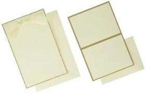 DESCRIPTION: (4) BOXES OF INVITATION PAPERS BRAND/MODEL: EACH BOX COMES WITH 50, PLUS ENVELOPES INFORMATION: WHITE WITH GOLD FOIL TRIM RETAIL$: $34.98