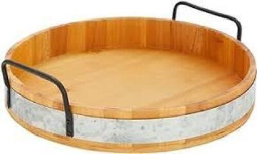 DESCRIPTION: (2) BAMBOO SERVING TRAY BRAND/MODEL: FARMLYN CREEK INFORMATION: BAMBOO WITH METAL RING SIZE: 13" RETAIL$: $13.28 EA QTY: 2