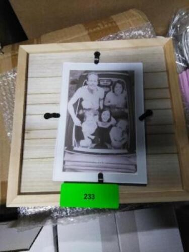 DESCRIPTION: (5) PICTURE FRAMES INFORMATION: HOLDS 4 X 6 PHOTOS SIZE: WOOD LOOK RETAIL$: $20.00 EA QTY: 5