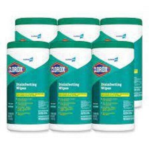 DESCRIPTION: (6) DISINFECTING WIPES BRAND/MODEL: CLOROX #22D015 SIZE: 75 WIPES PER CONTAINER RETAIL$: $67.29 TOTAL QTY: 6