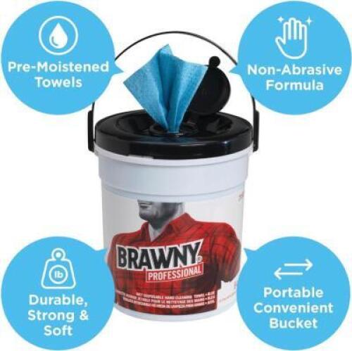 DESCRIPTION: (3) DISPOSABLE CLEANING TOWELS BRAND/MODEL: BRAWNY SIZE: 300 WIPES PER BOX RETAIL$: $12.61 EA QTY: 3
