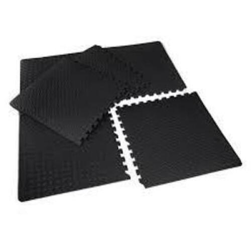 DESCRIPTION: (4) PACKS OF (6) EXERCISE MATS WITH DIAMOND PLATE TEXTURE BRAND/MODEL: CAP #MT-1206-3BK INFORMATION: BLACK SIZE: 20.78 SQ FT RETAIL$: $17