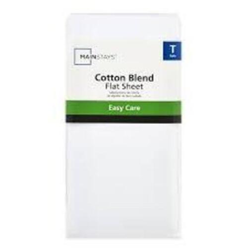 DESCRIPTION: (4) COTTON BLEND FITTED SHEET BRAND/MODEL: MAINSTAYS INFORMATION: WHITE SIZE: TWIN QTY: 4