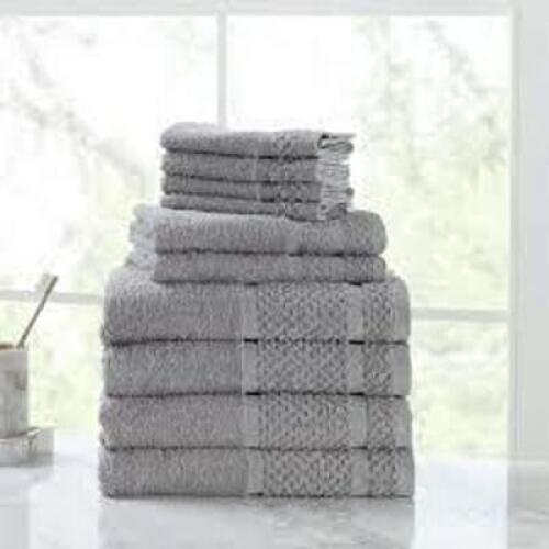 DESCRIPTION: (1) TOWEL SET (10) PC BRAND/MODEL: MAINSTAYS INFORMATION: GREY RETAIL$: $29.99 EA QTY: 1