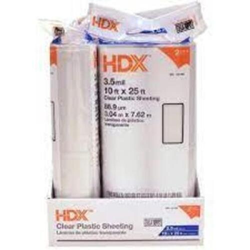 DESCRIPTION: (1) PLASTIC SHEETING BRAND/MODEL: HDX #432350 SIZE: 10X25 FT RETAIL$: $21.11 EA QTY: 1