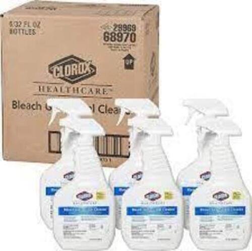 DESCRIPTION: (6) BLEACH GERMICIDAL CLEANER BRAND/MODEL: CLOROX #6VDE6 SIZE: 32 OZ RETAIL$: $125.00 TOTAL QTY: 6