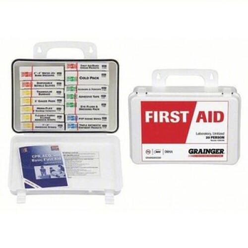 DESCRIPTION: (1) FIRST AID KITS BRAND/MODEL: PRODUCT NUMBER #39N786 SIZE: 20 PEOPLE SERVED RETAIL$: $59.95 EA QTY: 1