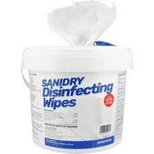 DESCRIPTION: (2) BUCKETS OF DISINFECTANT CLEANING WIPES BRAND/MODEL: ROSMAR SANIDRY WIPES SIZE: 300 WIPES PER CONTAINER RETAIL$: $25.00 EA QTY: 2