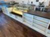 30' SALES DISPLAY COUNTER WITH MAPLE HARDWOOD TOPS AND WHITE ENGINEERED BASES. IN (6) SECTIONS. - 4