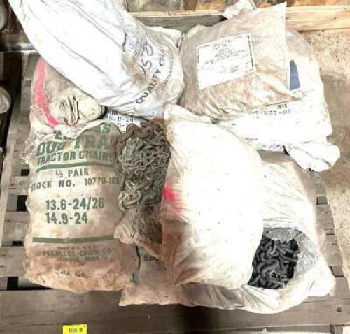 (6) ASSORTED BAGS OF TIRE CHAINS.