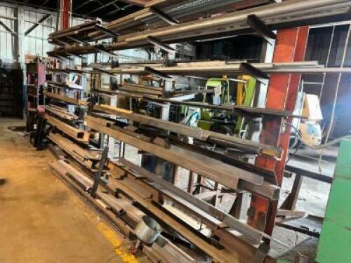 CONTENTS OF MATERIAL TREE - LARGE ASSORTMENT OF ANGLE IRON AND STEEL.
