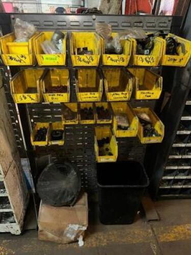 CONTENTS OF YELLOW PARTS BINS - ASSORTED HARDWARE
