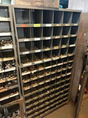 (2) METAL HARDWARE BINS W/ CONTENTS - ASSORTED GRADE 5 BOLTS AND NUTS
