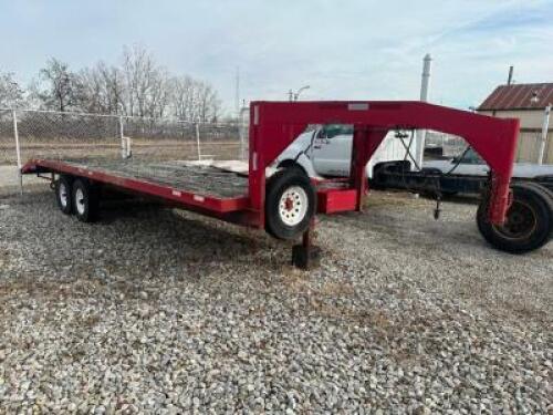 24' TANDEM AXLE GOOSE NECK TRAILER W/ 4' DOVE TAIL AND FOLDING METAL RAMP