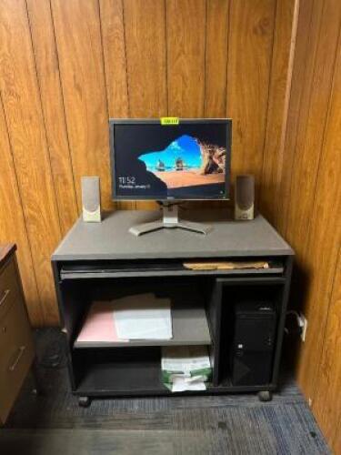 DESKTOP COMPUTER WITH MONITOR AND DESK