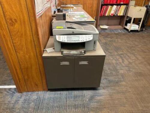 HP OFFICE PRINTER WITH ROLLING STAND
