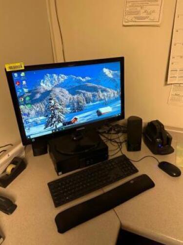 DESKTOP COMPUTER WITH MONITOR AND DESK