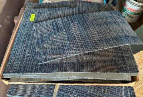 (2) BOXES OF BLUE AND GREY 30" CARPET SQUARES.