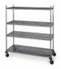 DESCRIPTION: (1) WIRE SHELVING UNIT BRAND/MODEL: METRO/4W657 INFORMATION: 4-TIER/CHROME/LOAD CAPACITY: 150 LB PER SHELF RETAIL$: $490.74 SIZE: 60" X 2