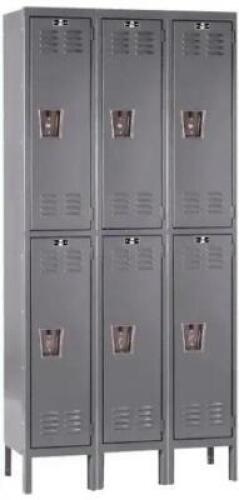 DESCRIPTION: (1) PREMIUM WARDROBE LOCKERS BRAND/MODEL: HALLOWELL/U3228-2HG INFORMATION: DARK GRAY/2-TIER/6-OPENING/MINOR DAMAGES, MUST COME INTO INSPE
