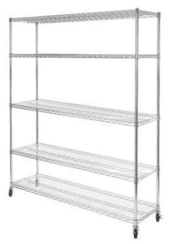 DESCRIPTION: (1) WIRE SHELVING UNIT BRAND/MODEL: SEVILLE/SHE18603 INFORMATION: 5-TIER/SILVER/CAPACITY: 3,000 LBS PER SHELF RETAIL$: $199.99 SIZE: 60"W