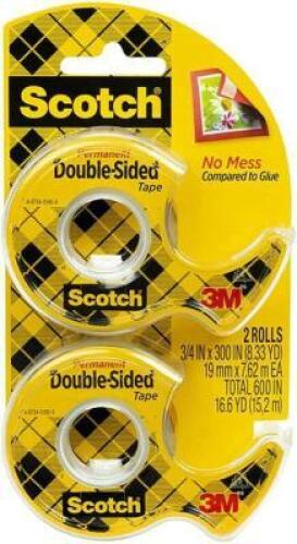 DESCRIPTION: (6) PACKS OF (2) SCOTCH TAPE BRAND/MODEL: 3M SCOTCH/137DM-2 INFORMATION: CLEAR/DOUBLE SIDED RETAIL$: $53.94 PER LOT SIZE: 1/2" X 400" QTY